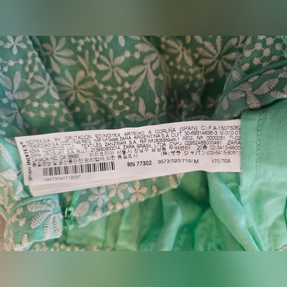 Zara Basic Mint Green Embroidered Floral Skirt Size M Scalloped Hem - Picture 5 of 7